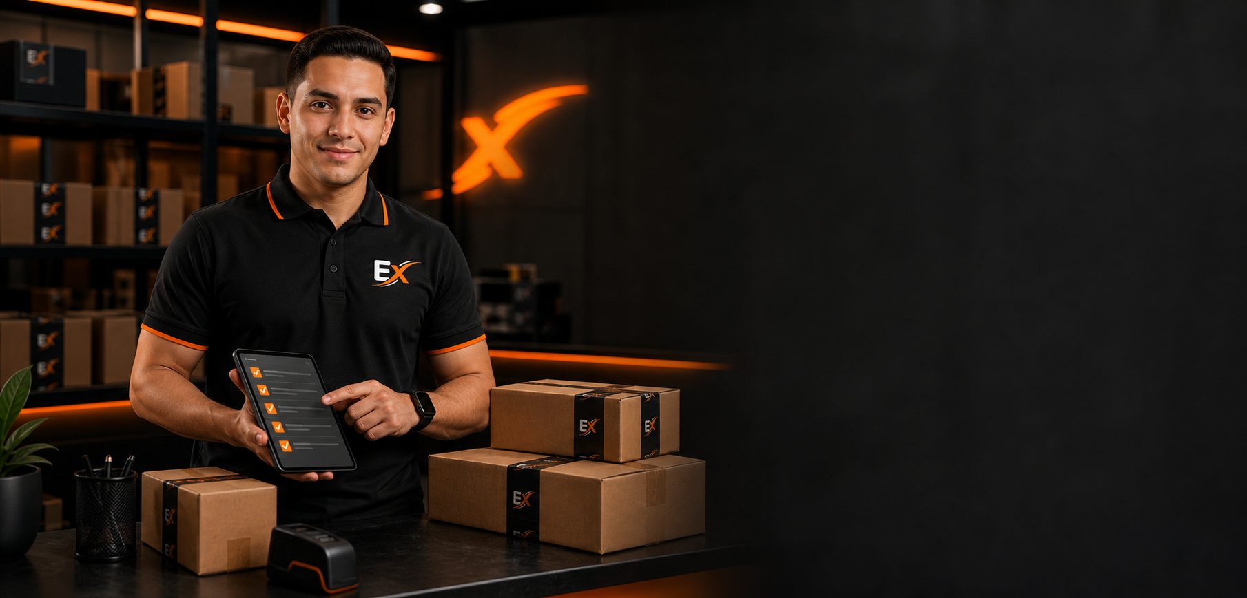 Asesor EconoXpress revisando restricciones de envio con tablet